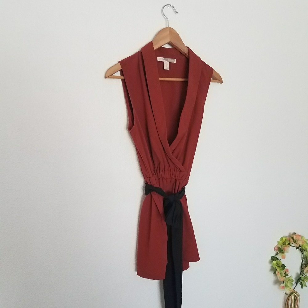 Orange Romper with Black Belt and Pockets